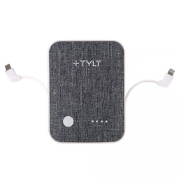 [LIT-XL3XFB-T] Tylt 6700mAh xcele3 Battery Pack with Lightning & Micro USB Cables - Grey Fabric